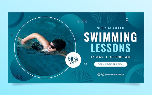 Social media promo template for swimming lessons and learning