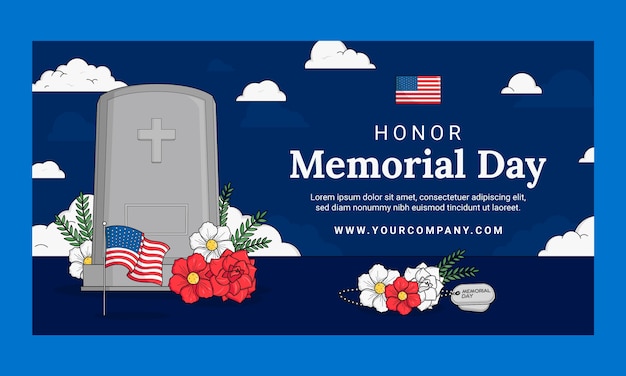 Social media promo template for usa memorial day celebration