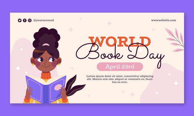 Social media promo template for world book day celebration