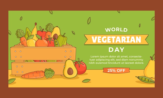 Free vector social media promo template for world vegetarian day celebration