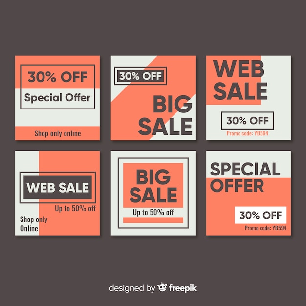 Free vector social media sale banner collection