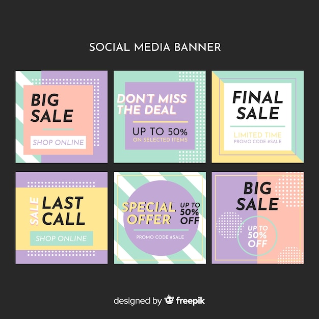 Social media sale banner collection