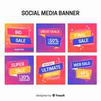 Free vector social media sale banner collection