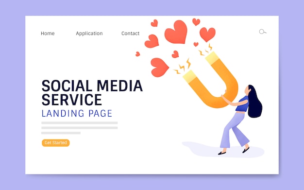 Social media service landing page layout vector