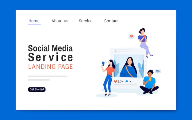 Free vector social media service landing page layout vector