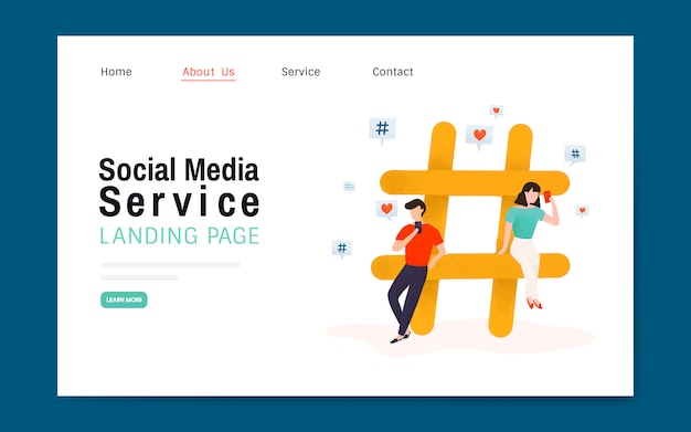 Free vector social media service landing page layout vector