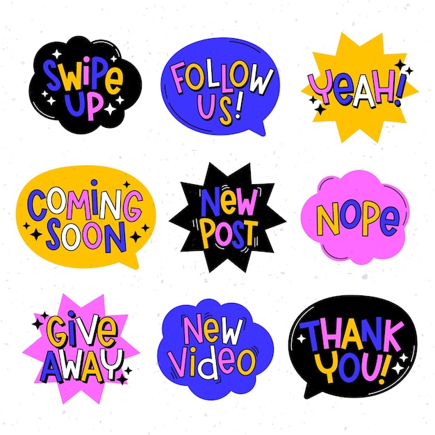 Free vector social media slang bubbles concept