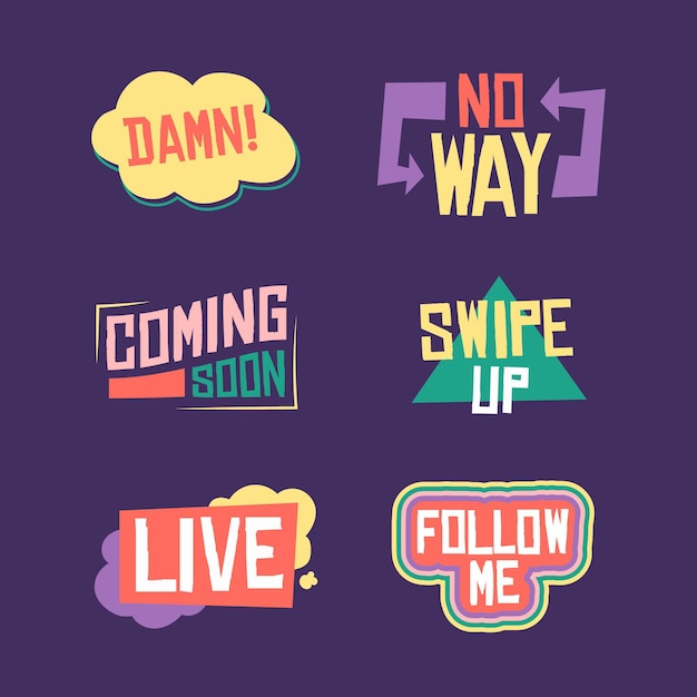 Free vector social media slang bubbles