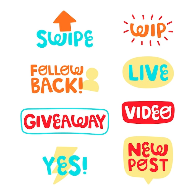 Free vector social media slang bubbles