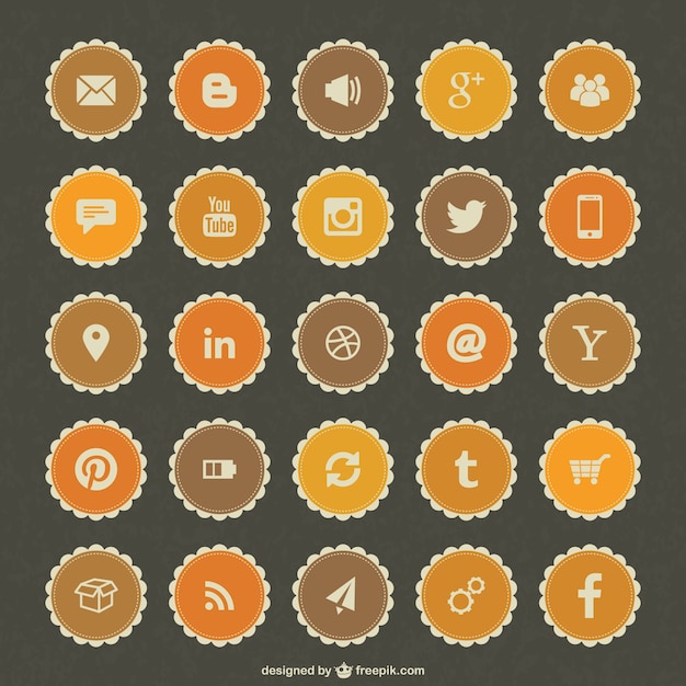 Бесплатное векторное изображение Социальные медиа бесплатно вектор значки