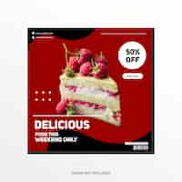 Free vector social media template food and cake design