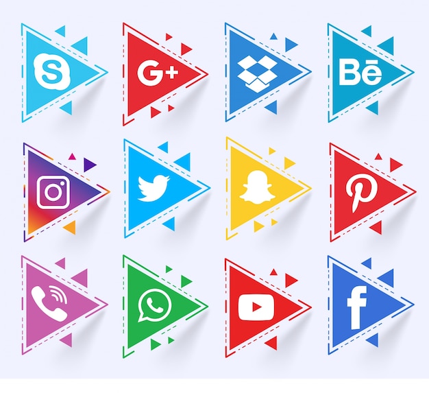 Set di social media triangolo