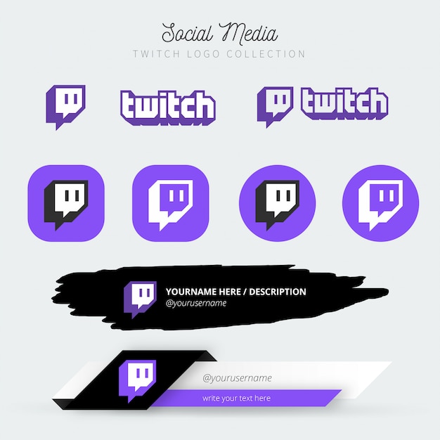 Free vector social media twitch logo collection with lower thirds