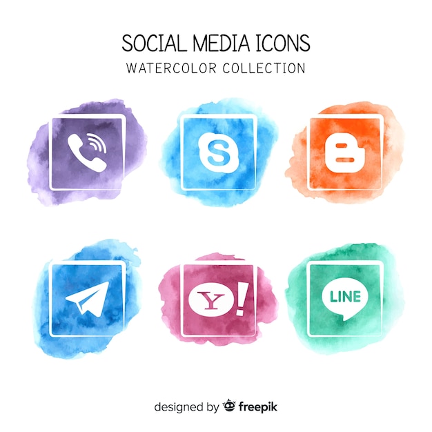 Social media watercolor icons