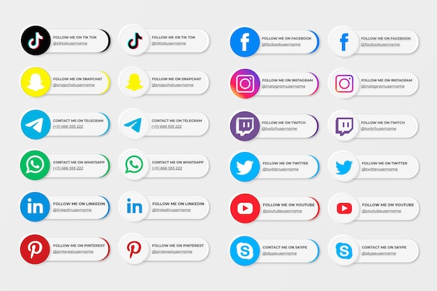 Raccolta di pulsanti web sui social media