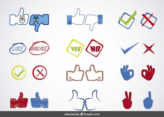 Social media yes or no icons collection