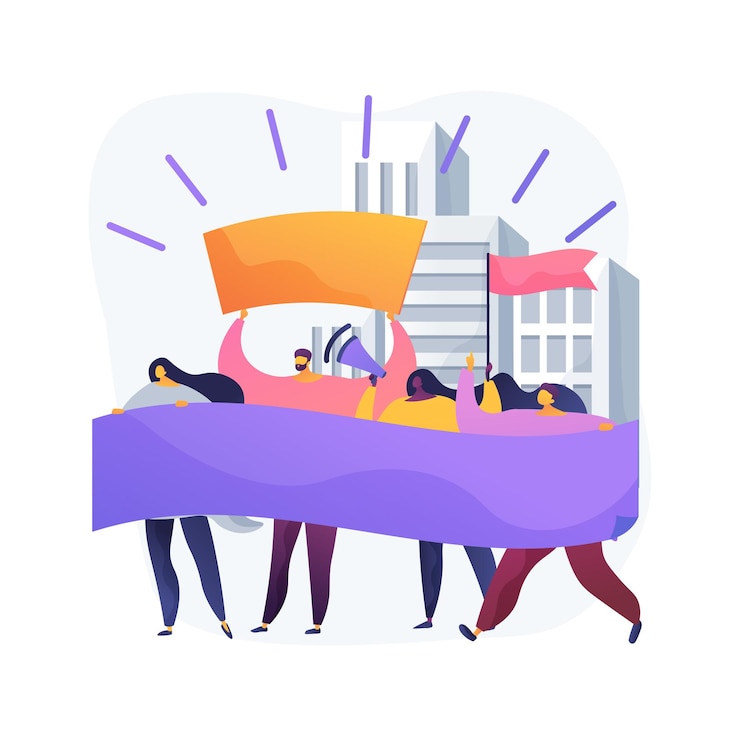 Free Vector social movement abstract concept vector illustration. big crowd, mass protest, social or political change, group action, democratic movement, political rights, propaganda abstract metaphor.