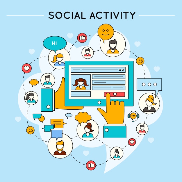 Free vector social network activity design