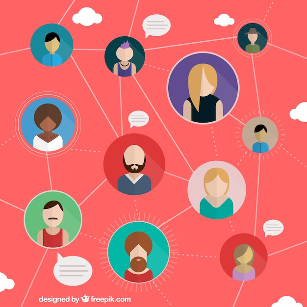 Free vector social network concept in flat design