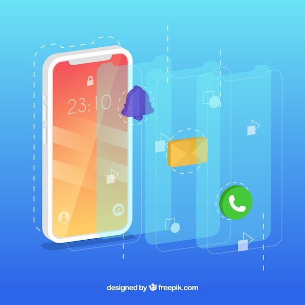 Free vector social network concept with smartphone