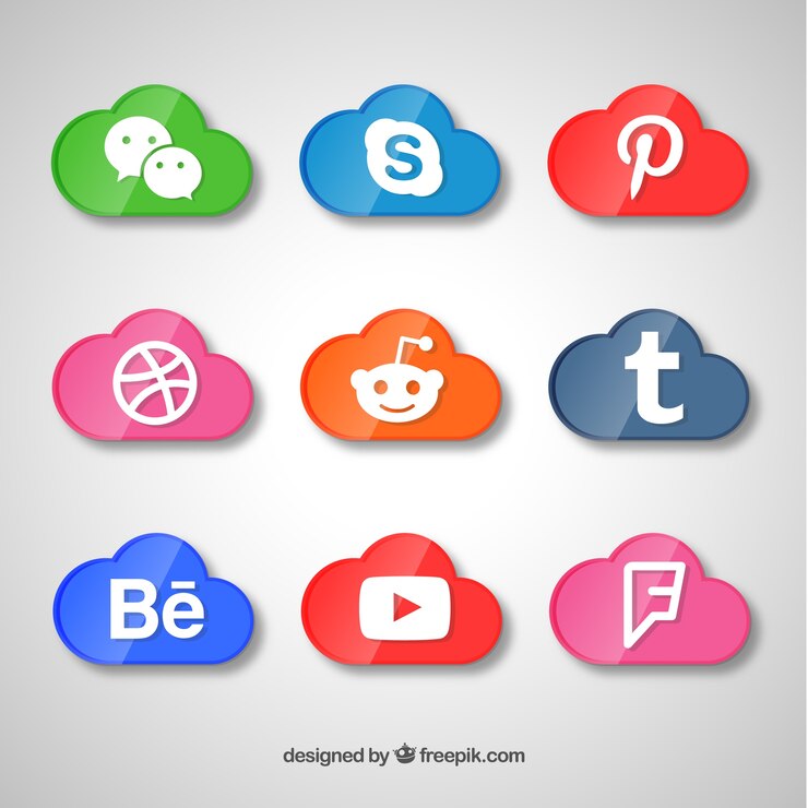 Free Vector social network icons in cloud shape