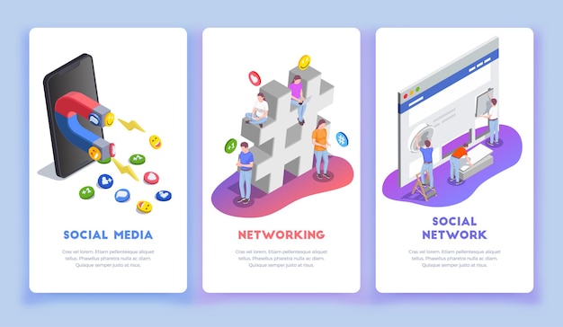 Free vector social network isometric