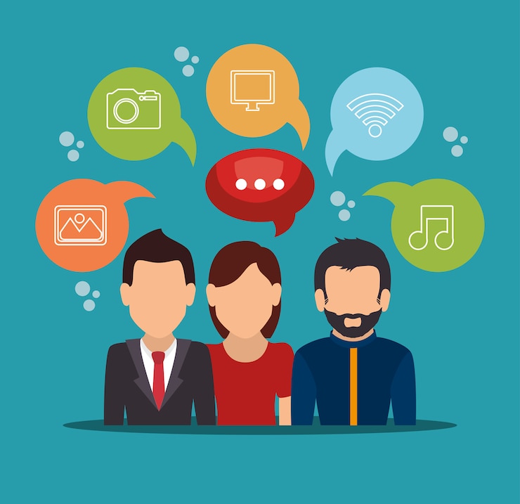 Free Vector social network media composition