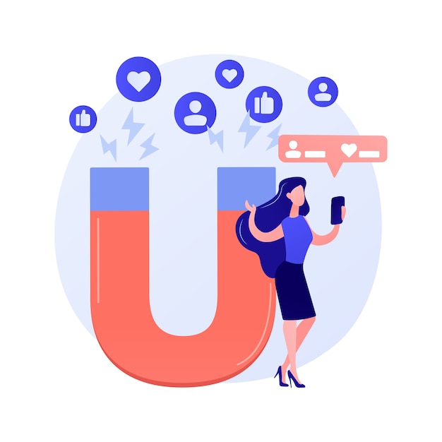 Social network profile. Famous blogger, influencer cartoon color character. Photo likes and reposts. Internet popularity, fame, celebrity concept illustration