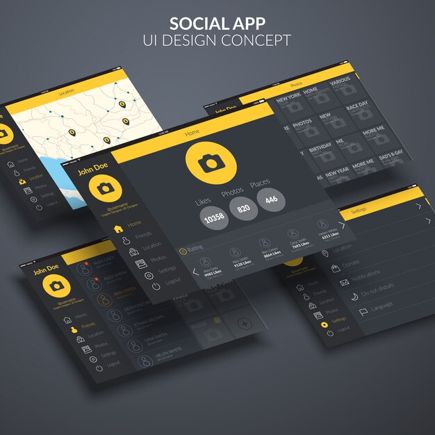 Social page application ui design concept