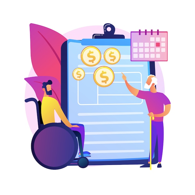 Social-security benefit abstract concept   illustration. Social security protection, application form, benefit calculator, retirement insurance, disability income, agent