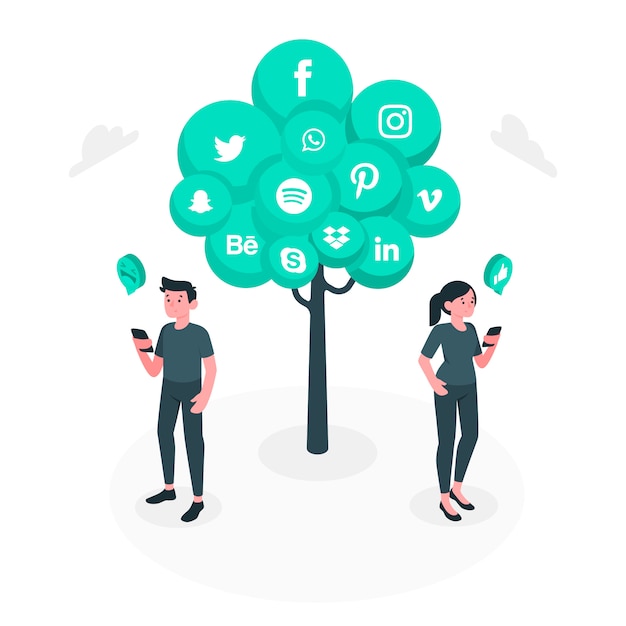 Free vector social tree concept illustration