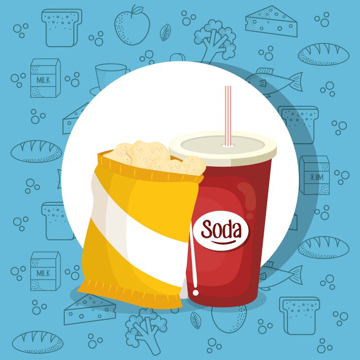 Free Vector soda and potatoes bag