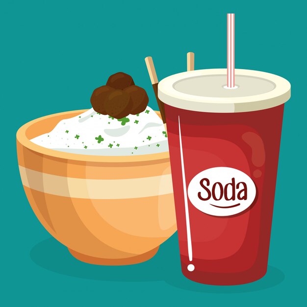 soda with rice fast food 