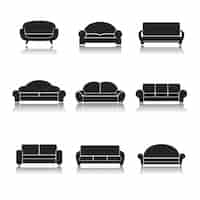 Free vector sofa icons collection