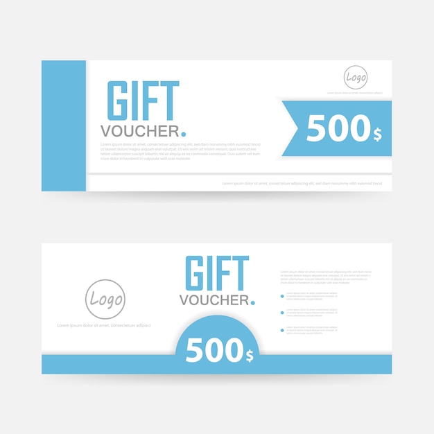 Modello voucher regalo blu con motivo