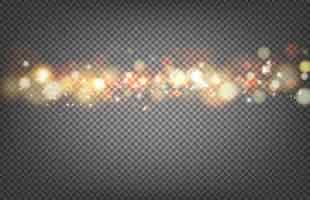 Free vector soft bokeh and lights. shiny sunburst of circle bokeh with the abstract sunshine light and transparency background. abstract vector background. gold template over black background with golden sparks.