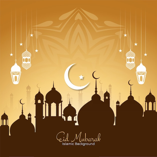 Soft brown color eid mubarak festival background design vector