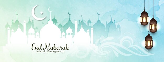 Soft color Eid mubarak islamic banner