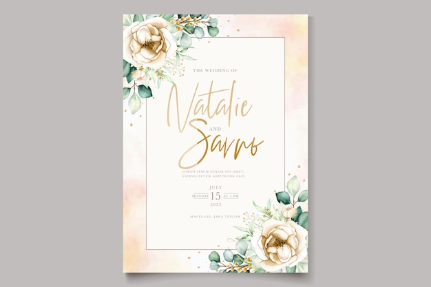 Free vector soft color peonies watercolor invitation card set