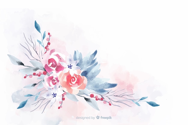 Soft-colored watercolor floral background