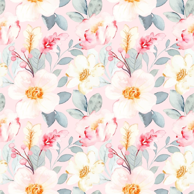 Soft floral watercolor seamless pattern