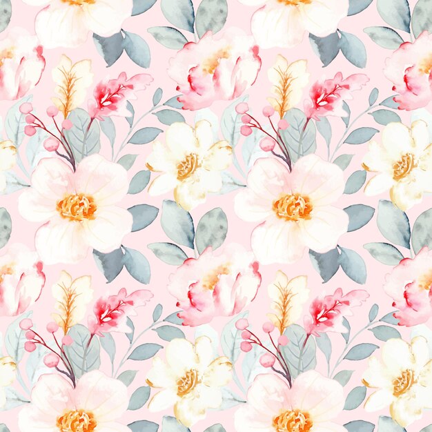 Soft floral watercolor seamless pattern