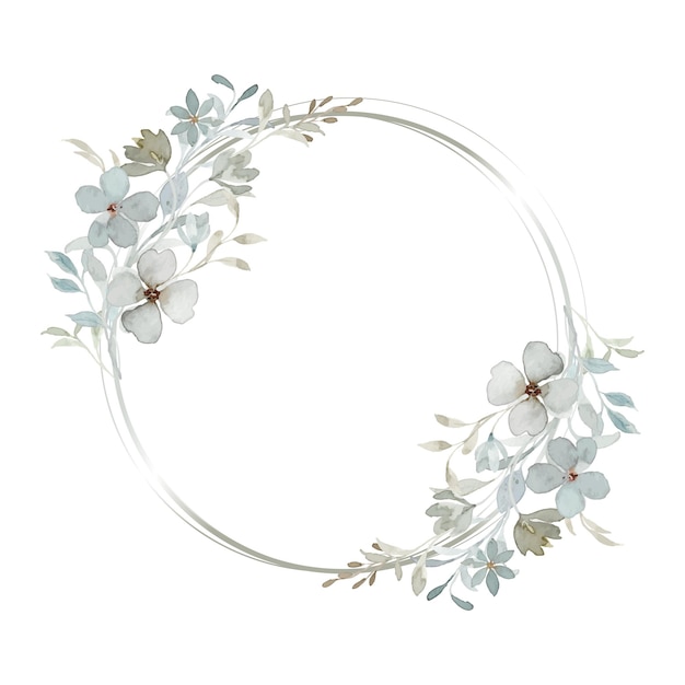 Free vector soft green floral wreath with watercolor