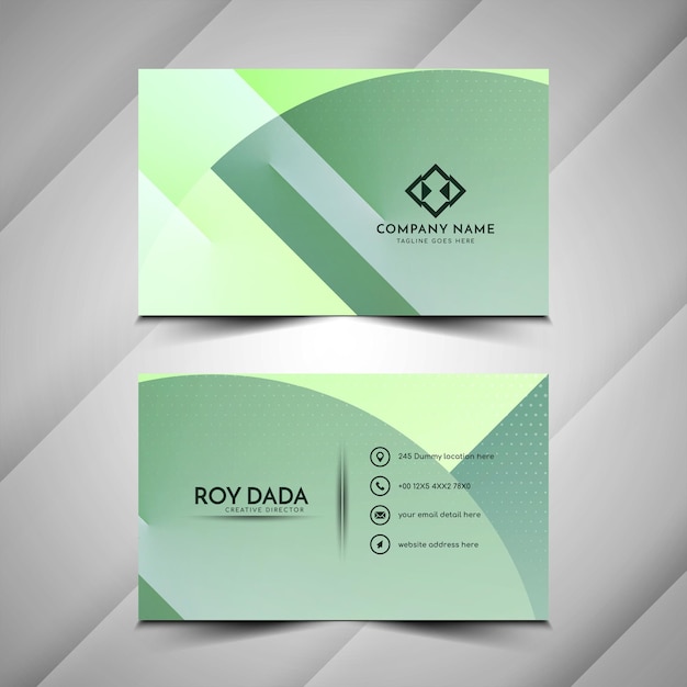 Soft green geometric design visiting card template