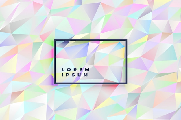 Soft holographic pastel colors low poly triangle background
