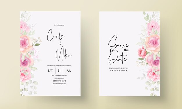 Мягкое розовое цветочное свадебное приглашение