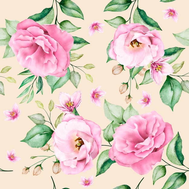 柔らかいピンクの水彩画の花のシームレスなパターン