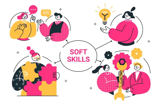 Vettore gratuito illustrazione del concetto di soft skills