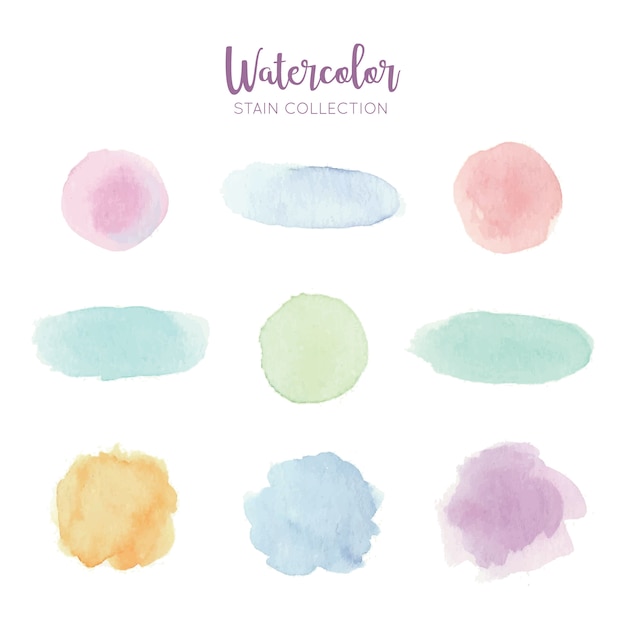 Free vector soft watercolor stain collection
