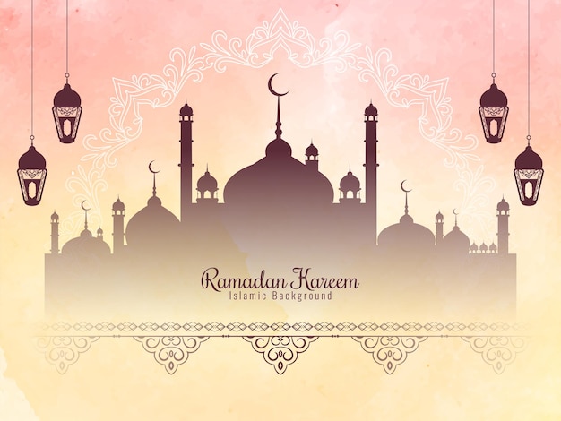 Soft watercolor texture Ramadan Kareem festival background 